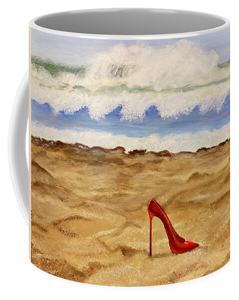 Red High Heel Coffee Mug featuring the painting What A Heel by Thomas Blood