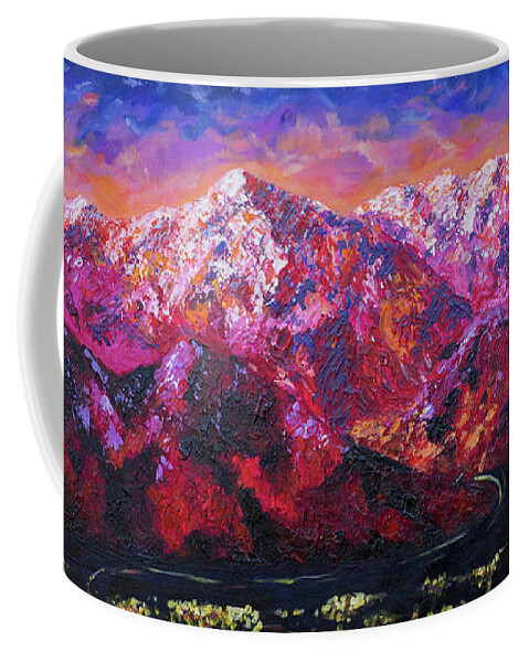 Mountain Coffee Mug featuring the painting What Dreams May Come by Ashley Wright