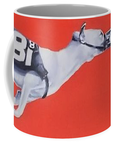 Greyhound Coffee Mug featuring the painting What I Saw At The Race Track by Jean Cormier