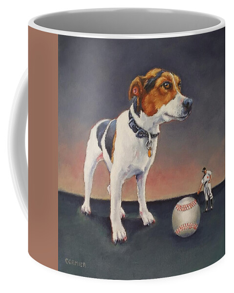 Dog Coffee Mug featuring the painting What I Saw In Right Field by Jean Cormier