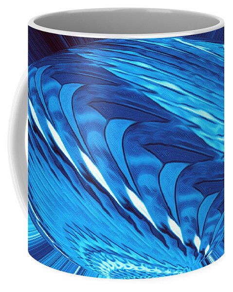 Abstract Art Coffee Mug featuring the digital art Fractal Wheel Blue by Ronald Mills