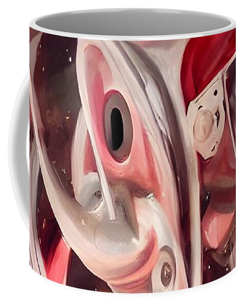 Wheels Up Red Coffee Mug featuring the digital art Wheels Up Red by Karen Francis