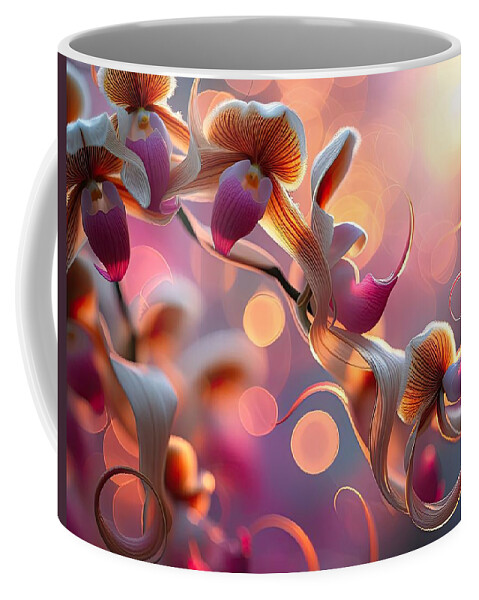 Cat’s Tail Orchid Coffee Mug featuring the photograph When The Orchids Dance by Bill and Linda Tiepelman