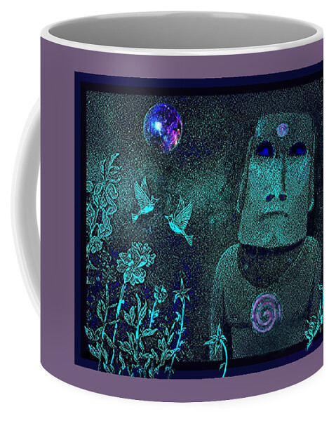 Statue Coffee Mug featuring the mixed media When the Red Moon Raises... by Hartmut Jager