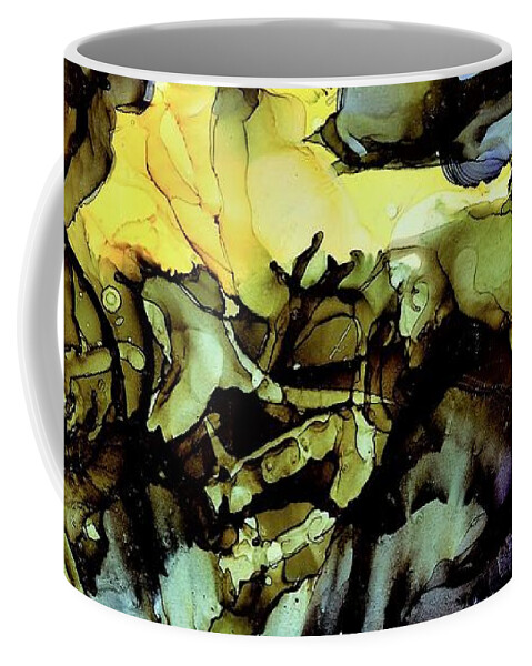 Blue Coffee Mug featuring the painting When you bay at the moon by Angela Marinari