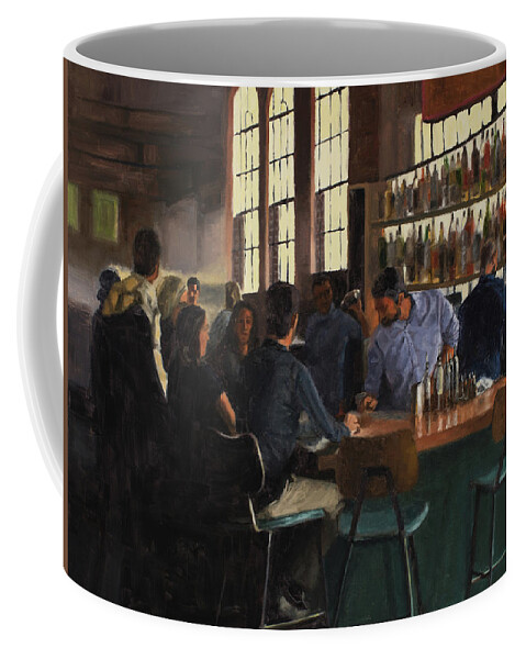Bar Coffee Mug featuring the painting Where everyone knows your name by Tate Hamilton