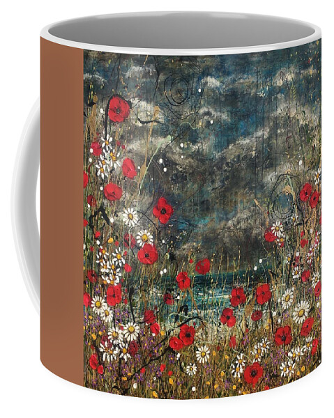 Poppies Coffee Mug featuring the painting Where wild poppies grow by Angie Wright