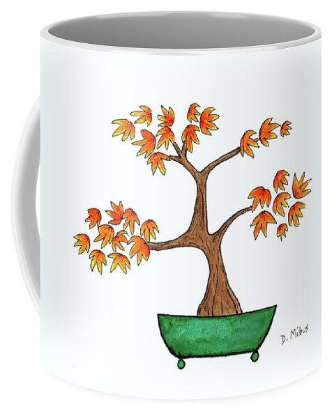 Asian Art Coffee Mug featuring the painting Whimsical Japanese Maple Bonsai Tree by Donna Mibus