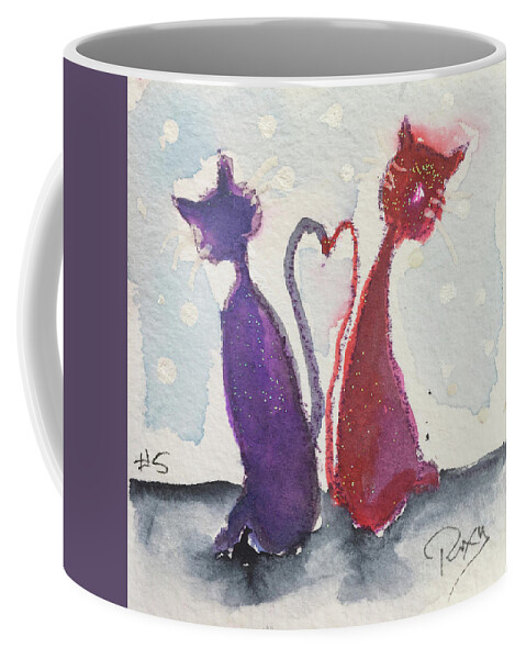 Whimsy Coffee Mug featuring the painting Whimsy Kitty 5 by Roxy Rich