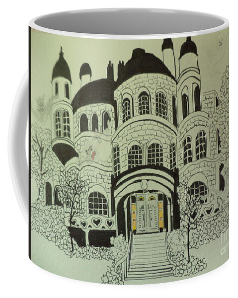  Coffee Mug featuring the drawing Whip Staff Manor Ink Drawing by Donald Northup
