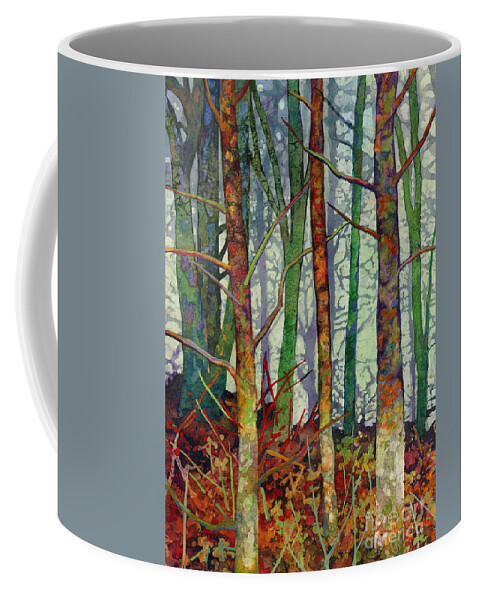 Abstract Forest Coffee Mug featuring the painting Whispering Forest by Hailey E Herrera