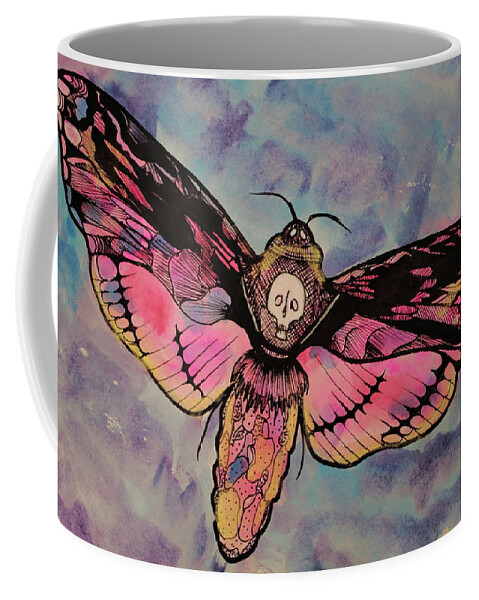 Death Moth Coffee Mug featuring the painting Whispering Twilight Muted Death Moth by Kenneth Pope