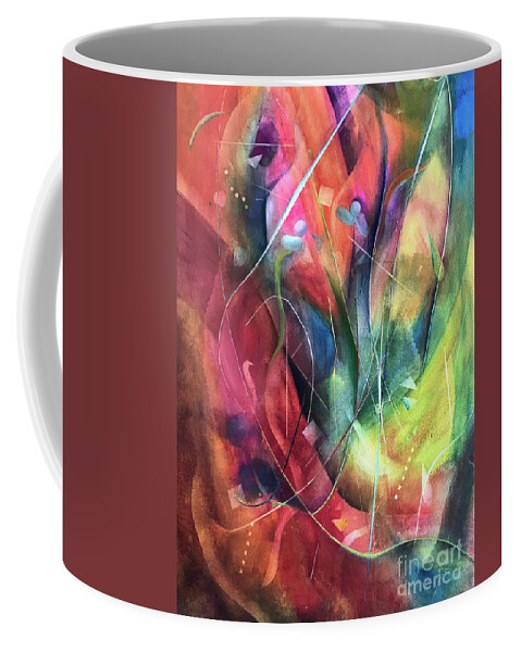 Abstract Coffee Mug featuring the painting Whispers by Vicki Brevell