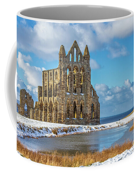 England Coffee Mug featuring the photograph Whitby Abbey In The Snow by Tom Holmes Photography