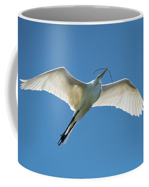 Egret Coffee Mug featuring the photograph White Egret-2 by John Kirkland