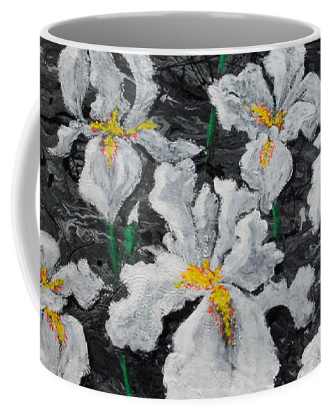 Floral Coffee Mug featuring the painting White Irises by Vallee Johnson