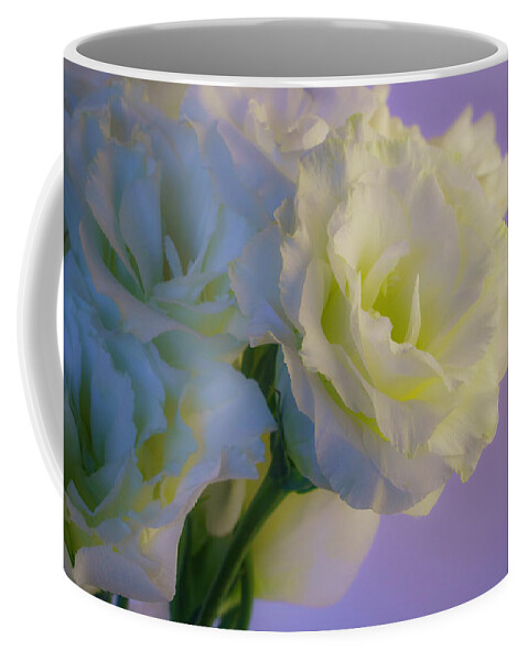 Lisianthus Coffee Mug featuring the photograph White Lisianthus in Spring 2 by Lindsay Thomson
