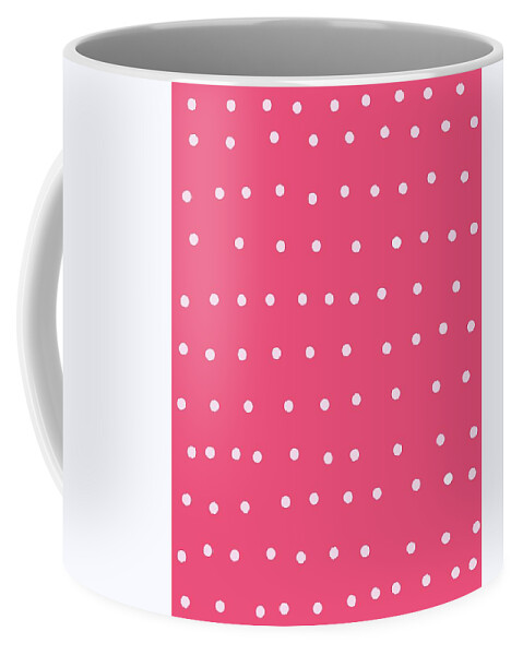 Dots Coffee Mug featuring the digital art White Polka Dots On Punch by Ashley Rice