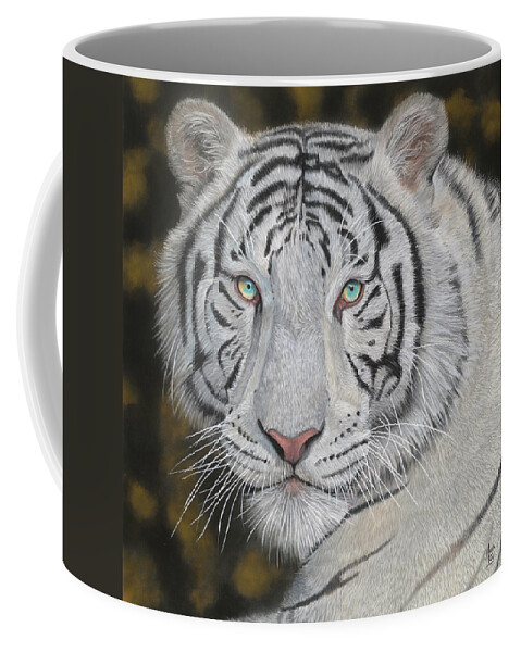 Tiger Coffee Mug featuring the painting White Tiger by Mark Ray