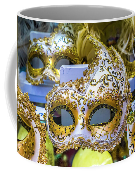 White Venetian Masks Feathers Venice Italy Coffee Mug by William Perry -  Pixels