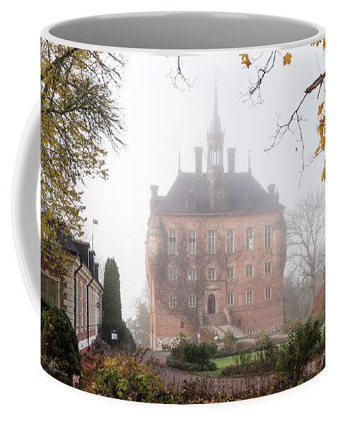 Wik Castle Coffee Mug featuring the photograph Wik Castle a foggy autumn morning by Torbjorn Swenelius