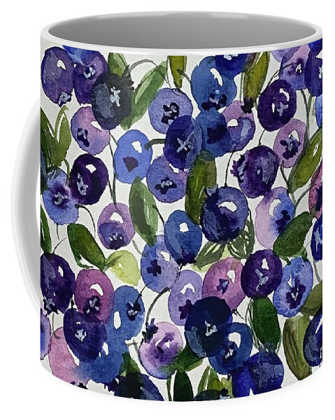 Wild Maine Blueberries Coffee Mug featuring the painting Wild Blueberries by Kellie Chasse