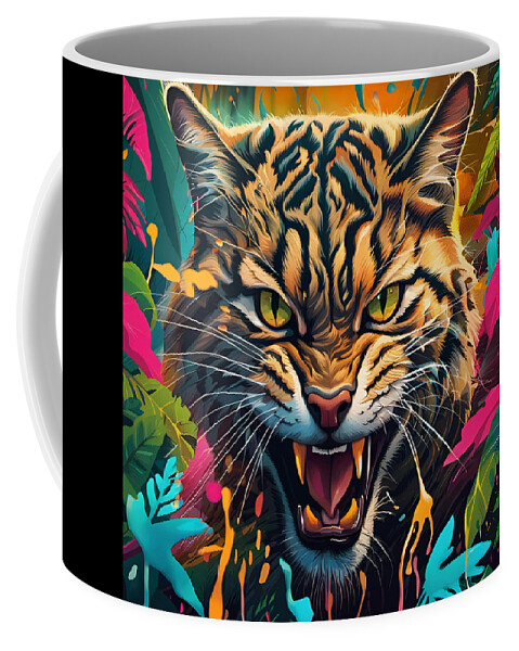 Wild Coffee Mug featuring the digital art Wild Cat by Jason Denis