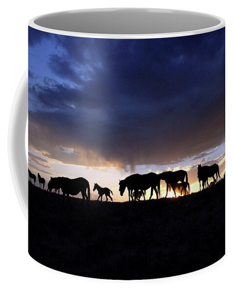 Wild Horse Coffee Mug featuring the photograph Wild Horse Color Silhouette by Dirk Johnson