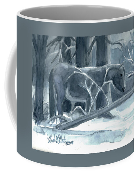 Horses Coffee Mug featuring the painting Wild Mare in now by Linda L Martin