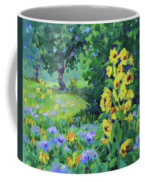 Sunflowers Coffee Mug featuring the painting Wild Sunflowers by Karen Ilari