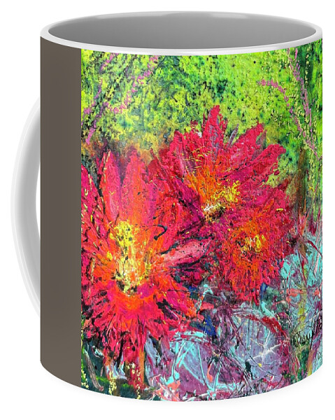 Cactus Coffee Mug featuring the painting Wild Thing - Cactus Bloom by Cheryl Prather