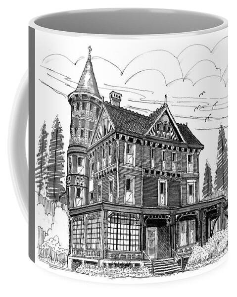Wilderstein Estate Coffee Mug featuring the drawing Wilderstein Historic Site Rhinebeck NY by Richard Wambach