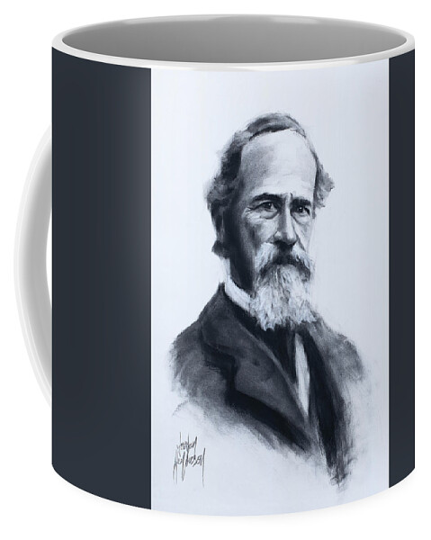 Charcoal Coffee Mug featuring the drawing William James by Jordan Henderson