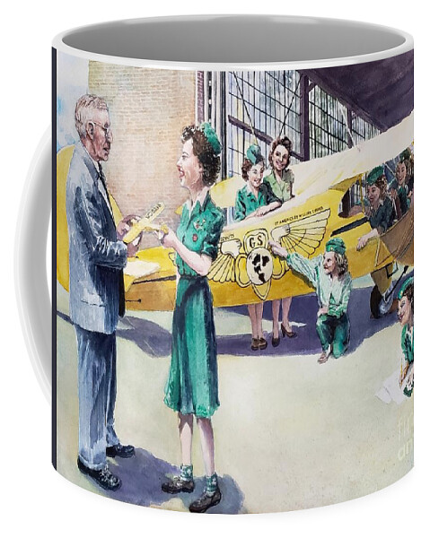Aviation Coffee Mug featuring the painting William Piper and the Wing Scouts by Merana Cadorette