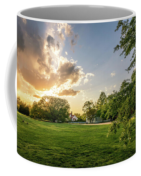 Colonial Williamsburg Coffee Mug featuring the photograph Williamsburg Sunset Field by Rachel Morrison