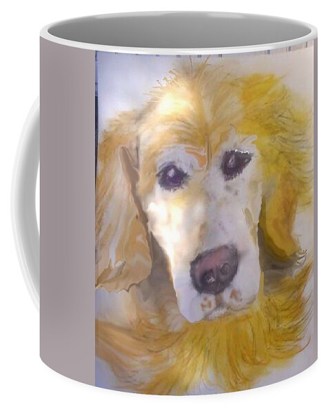 Golden Retriever Early On Pastel Coffee Mug featuring the mixed media Willow pillowpants by Pamela Calhoun