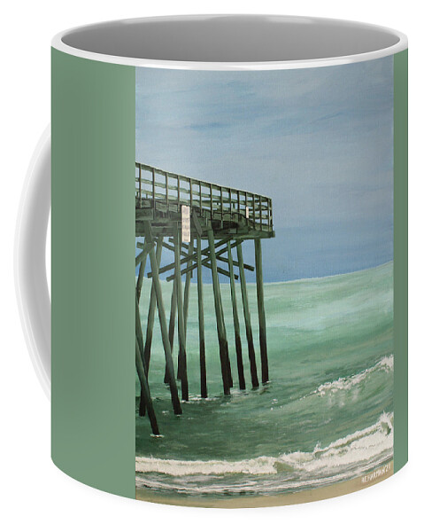 Pier Coffee Mug featuring the painting Wilmington Welcome by Heather E Harman