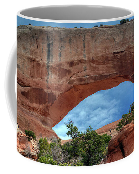Wilson Arch Coffee Mug featuring the photograph Wilson Arch Utah 2 of 2, viewed looking east by Peter Herman