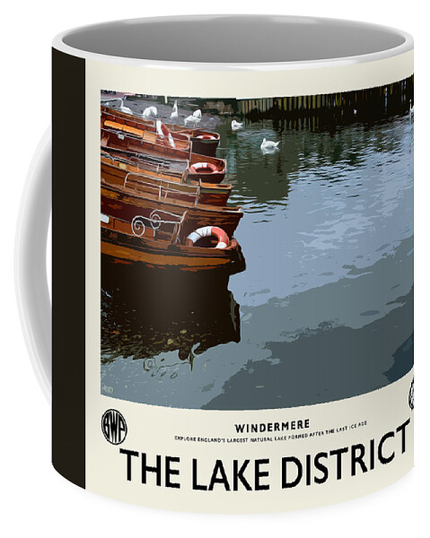 Lake Windermere Coffee Mug featuring the photograph Windermere Swans Cream Railway Poster by Brian Watt