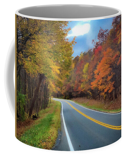 Fall Coffee Mug featuring the photograph Winding West Virginia Road in Fall by Lora J Wilson