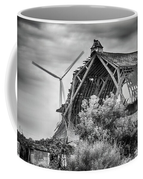 Windmill Coffee Mug featuring the photograph Windmill and Barn by Edward Shotwell