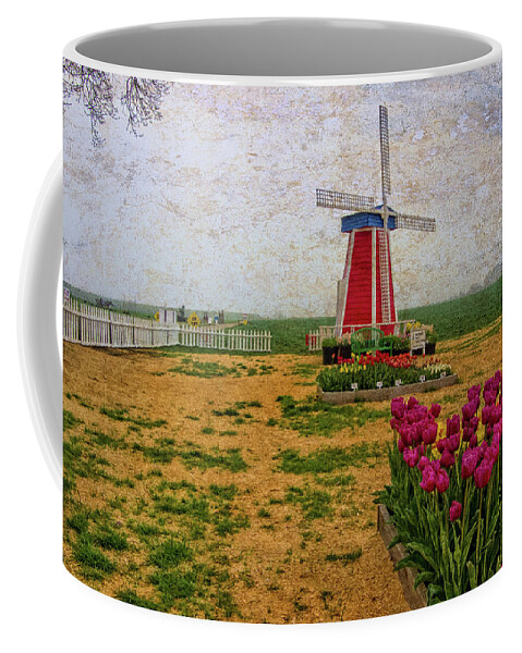 Hdr Coffee Mug featuring the photograph Windmill and Tulips by Thom Zehrfeld