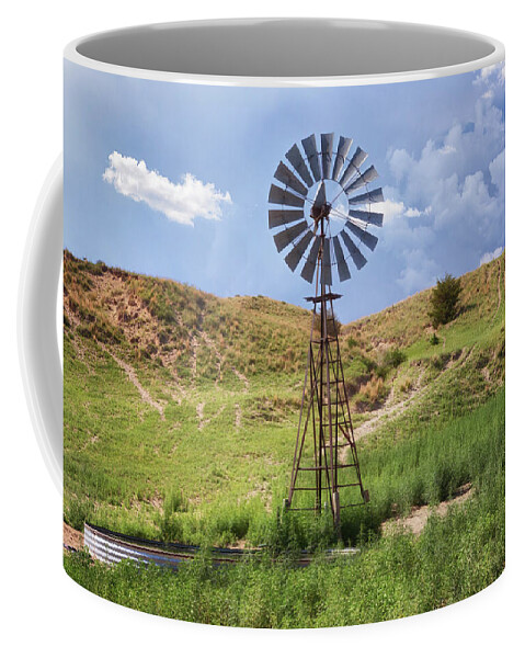 Nebraska Sandhills Coffee Mug featuring the photograph Windmill - Nebraska Sandhills by Susan Rissi Tregoning