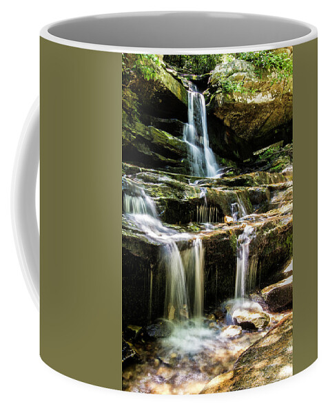 In This Long Exposure Color Photography Window Falls Is Shown. This Lovely Coffee Mug featuring the photograph Window Falls Hanging Rock State Park Danbury North Carolina by Bob Decker