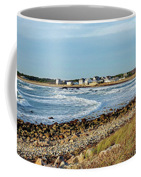 Horseneck Beach Coffee Mug featuring the photograph Windy on the Ocean by Lyuba Filatova
