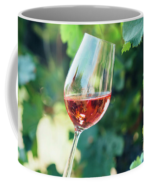 Wine Coffee Mug featuring the photograph Wine tasting in outdoor winery. by Jelena Jovanovic