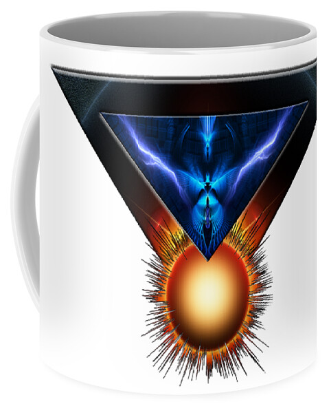 Fire Coffee Mug featuring the digital art Wings Of Lightning Fractal Art Emblem by Rolando Burbon