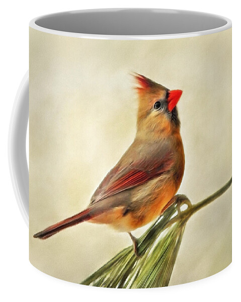 Winter Coffee Mug featuring the painting Winter Cardinal by Christina Rollo