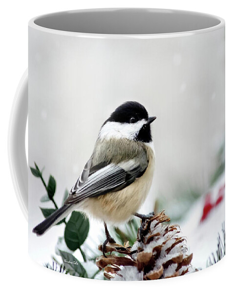 Chickadee Coffee Mug featuring the photograph Winter Chickadee by Christina Rollo