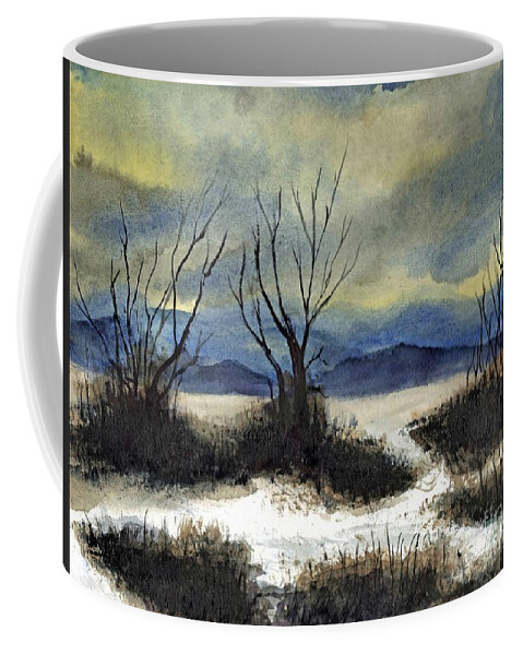 California Coffee Mug featuring the painting Winter Cold Big Bear Lake by Randy Sprout
